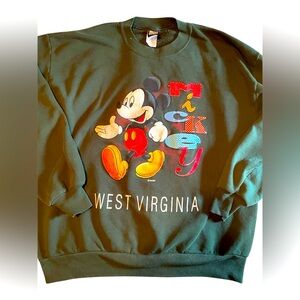 Vintage 90'S MICKEY UNLIMITED Mickey Mouse West Virginia Green Sweatshirt XL